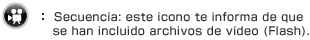 Secuencia: este icono te informa de que se han incluido archivos de vídeo (Flash).
